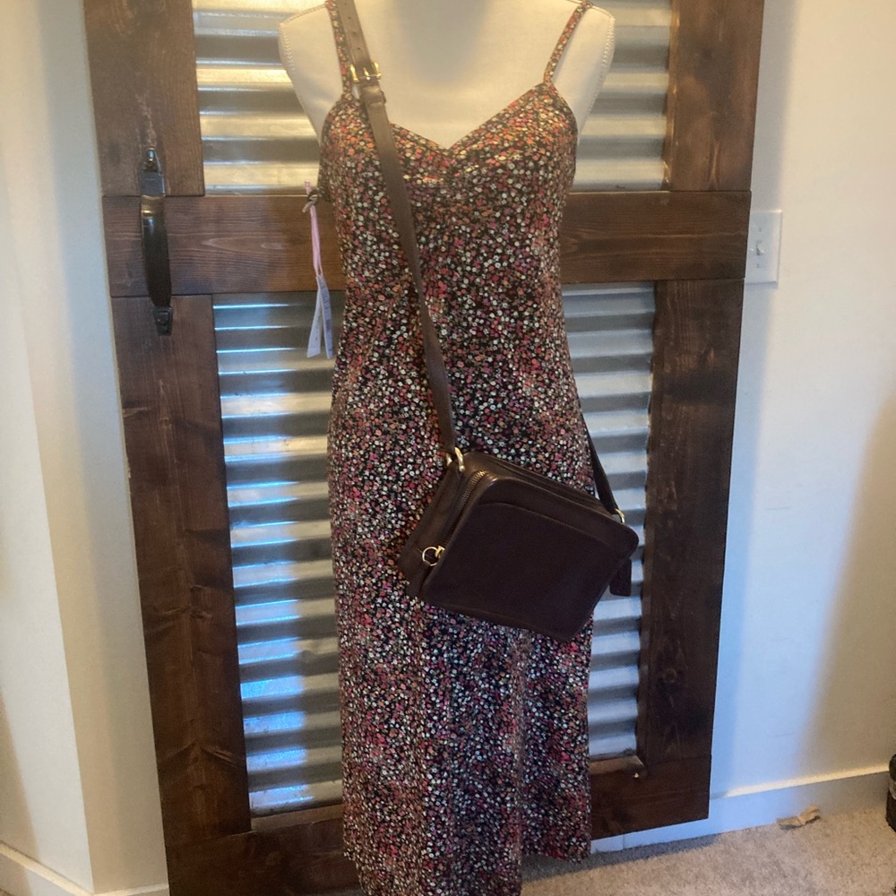 Vineyard Vines floral midi smocked mini dress Sundress size L nwt